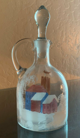 Early 1900 Hand Blown and Painted Glass Decanter | Antique